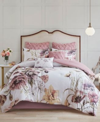 Madison Park Cassandra Queen 8 Piece Cotton Blush Queen
