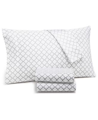 Charter Club New Geo Cotton 550-Thread Coun Windowpane Blue California King Sheet Set