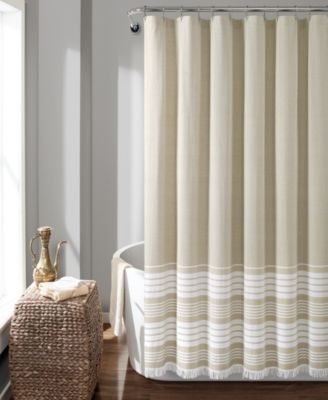 Lush Decor Ombre Stripe Yarn Dyed Cotton Gray Shower Curtain
