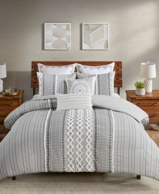 INKIVY INKIVY Imani 3-Pc. Duvet Cove Charcoal FullQueen