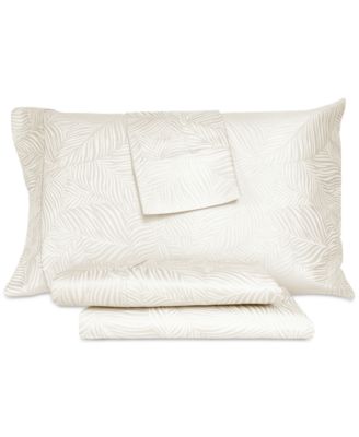 Art of the Weave Woven Jacquard Feather Design White King