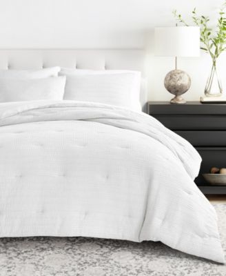 ienjoy Home ienjoy Home Waffle Textured 3- White FullQueen
